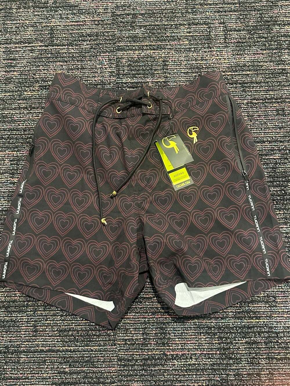 Tucann Men's Heart Print Swim Trunks